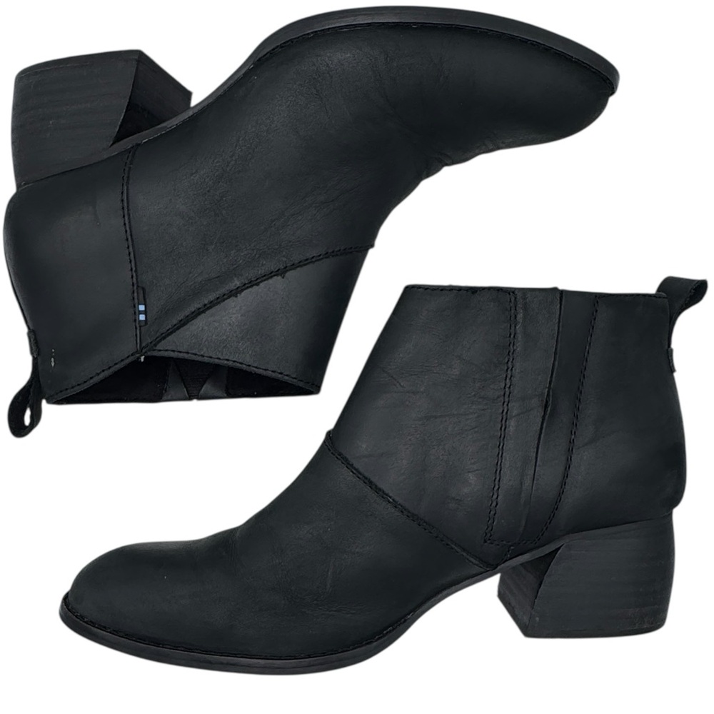 Toms Women’s Black Leather Ankle Booties - Size 7